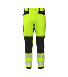 Spodnie robocze BoSafety TENSION HI-VIS – technologia 4-Way Stretch i ochrona grafenowa ostrzegawcze żółte