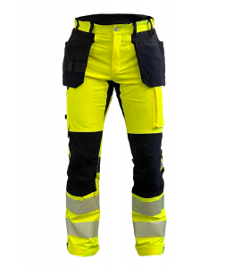 Spodnie robocze odblaskowe BoSafety TENSION PLUS Hi-vis Klasa 2 elastyczny materiał 4-Way Stretch zółto-czarne