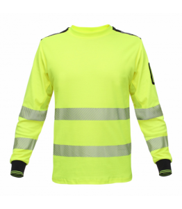 Koszulka robocza o wysokiej widoczności z paskami odblaskowymi BoSafety RICO LONG Hi-vis Klasa 2 zółta