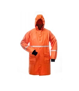 Płaszcz roboczy przeciwdeszczowy BoSafety PU/PVC Hi-vis Klasa 3 maksymalna wodoodporność pomarańczowy 