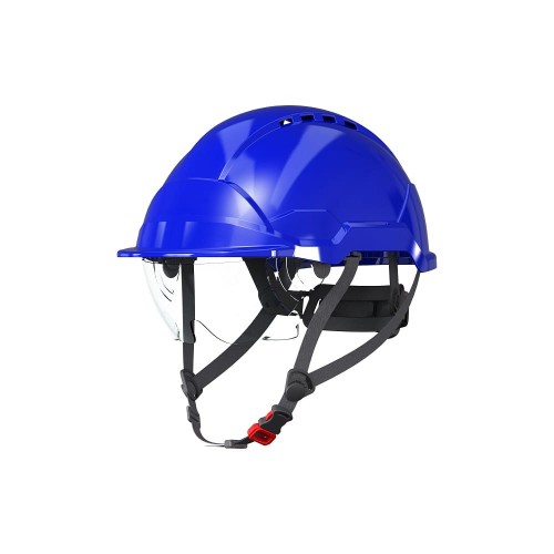 KASK ROBOCZY OCHRONNY HEŁM  Z OKULARAMI NIEBIESKI