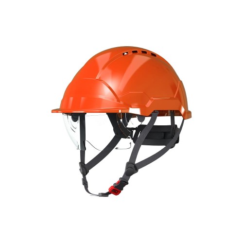 KASK ROBOCZY OCHRONNY HEŁM  Z OKULARAMI POMARAŃCZOWY