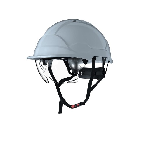 KASK ROBOCZY OCHRONNY HEŁM  Z OKULARAMI BIAŁY