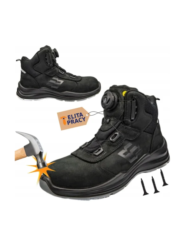 Buty robocze trzewiki Spartaks-Moz S3 ESD Bosafety zapięcie boa czarne