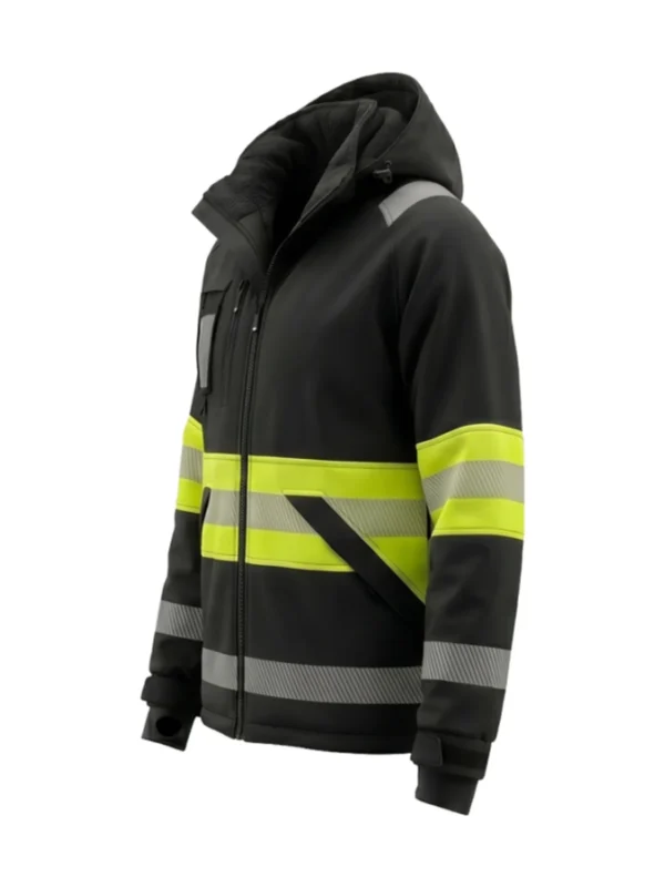 Kurtka robocza ocieplana typu softshell ostrzegawcza czarno/żółta Valencia Hi-Vis BoSafety