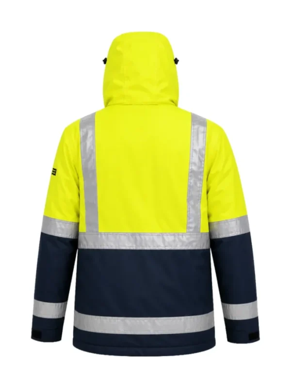 Kurtka robocza ocieplana ostrzegawcza Oxford Canvas Hi-Vis żółty/granatowa BoSafety