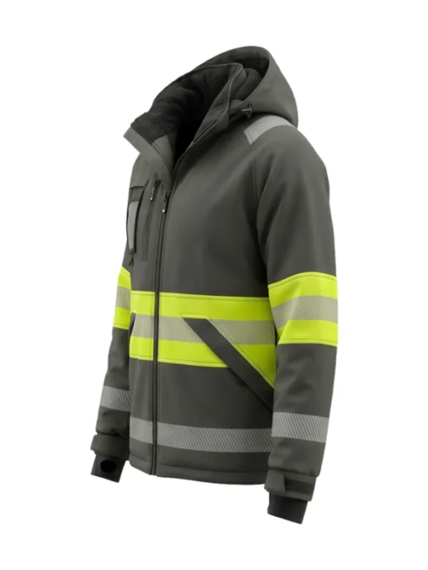 Kurtka robocza ocieplana typu softshell ostrzegawcza zielono/żółta Valencia Hi-Vis BoSafety