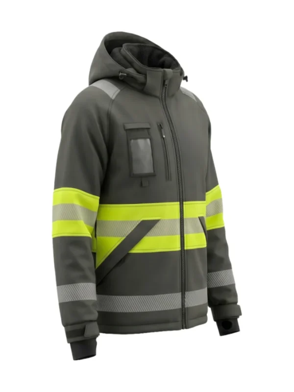 Kurtka robocza ocieplana typu softshell ostrzegawcza zielono/żółta Valencia Hi-Vis BoSafety