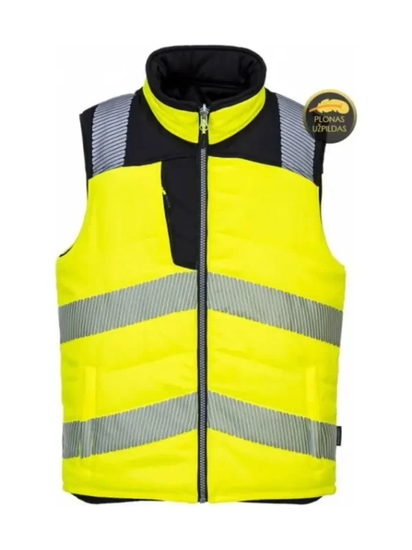 Kamizelka robocza ocieplana ostrzegawcza dwuwarstwowa Canvas Hi-Vis żółta BoSafety