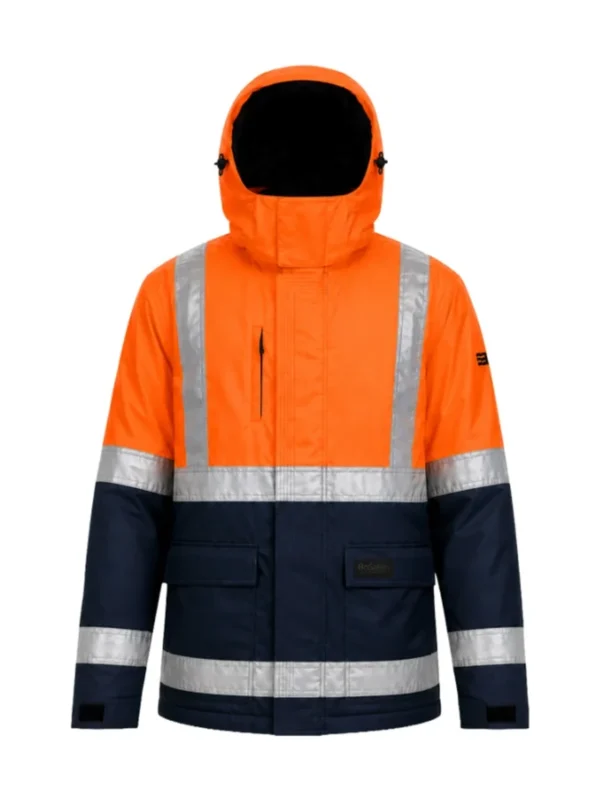 Kurtka robocza ocieplana ostrzegawcza Oxford Canvas Hi-Vis pomarańczowo/granatowa BoSafety