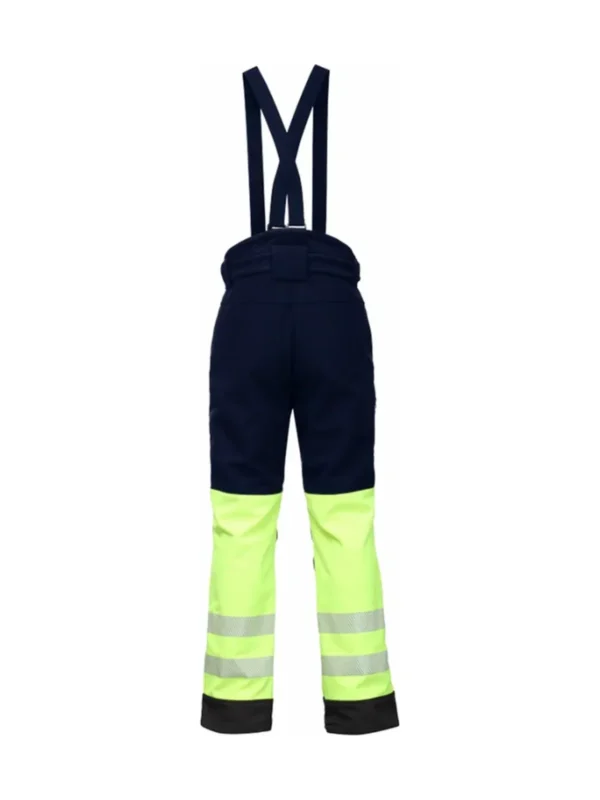 Spodnie robocze ocieplane ostrzegawcze z szelkami Atlanta Hi-Vis BoSafety granatowo/żółte
