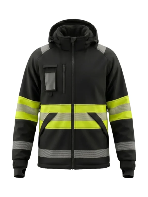 Kurtka robocza ocieplana typu softshell ostrzegawcza czarno/żółta Valencia Hi-Vis BoSafety