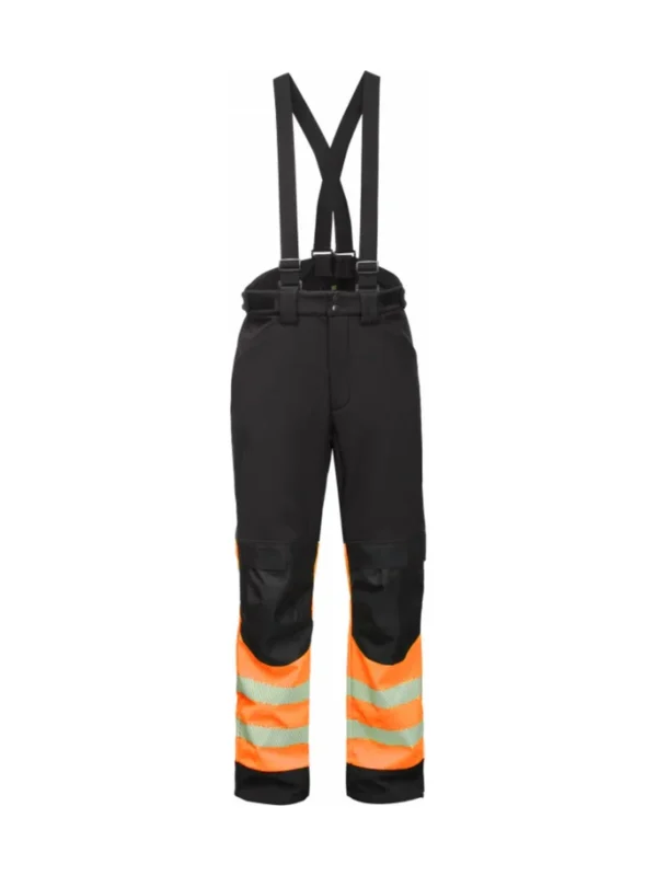 Spodnie robocze ocieplane ostrzegawcze z szelkami Atlanta Hi-Vis BoSafety czarno/pomarańczowe