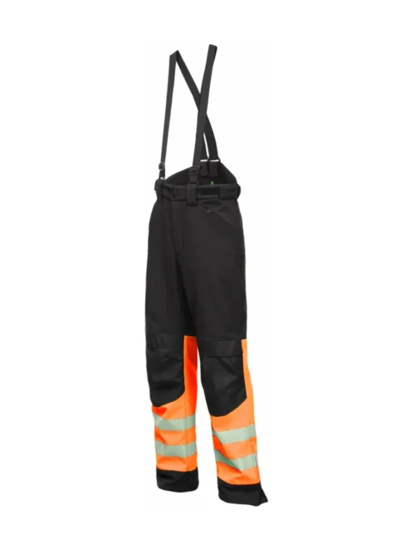 Spodnie robocze ocieplane ostrzegawcze z szelkami Atlanta Hi-Vis BoSafety czarno/pomarańczowe