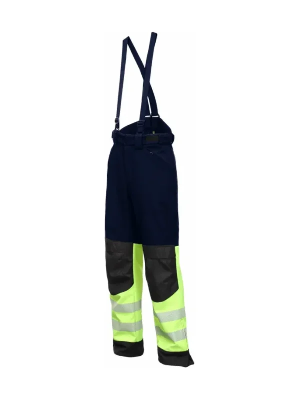 Spodnie robocze ocieplane ostrzegawcze z szelkami Atlanta Hi-Vis BoSafety granatowo/żółte