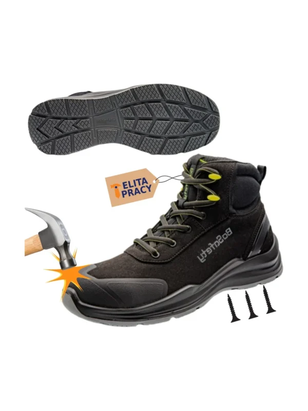 Buty robocze trzewiki Leonidio S3 SR ESD Bosafety lekkie czarne
