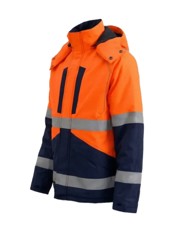 Kurtka robocza ocieplana ostrzegawcza Hi-Vis Galaxy pomarańczowo/granatowa BoSafety