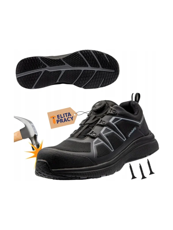 Buty robocze półbuty Hower-Moz Bosafety S1 zapięcie boa czarne