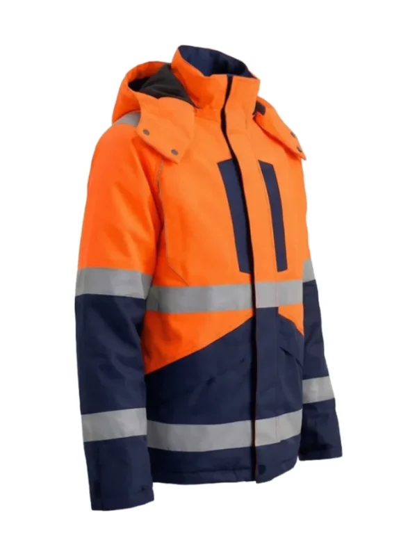 Kurtka robocza ocieplana ostrzegawcza Hi-Vis Galaxy pomarańczowo/granatowa BoSafety