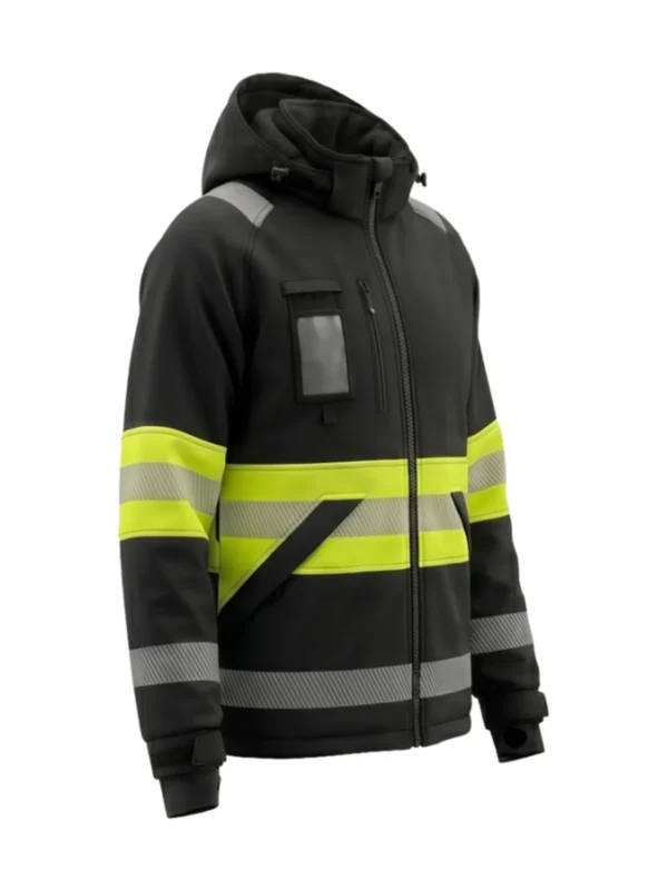Kurtka robocza ocieplana typu softshell ostrzegawcza czarno/żółta Valencia Hi-Vis BoSafety