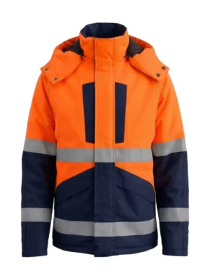 Kurtka robocza ocieplana ostrzegawcza Hi-Vis Galaxy pomarańczowo/granatowa BoSafety