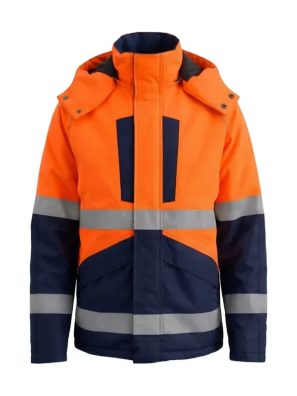 Kurtka robocza ocieplana ostrzegawcza Hi-Vis Galaxy pomarańczowo/granatowa BoSafety