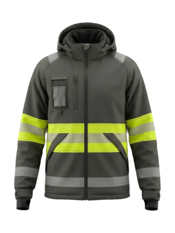 Kurtka robocza ocieplana typu softshell ostrzegawcza zielono/żółta Valencia Hi-Vis BoSafety