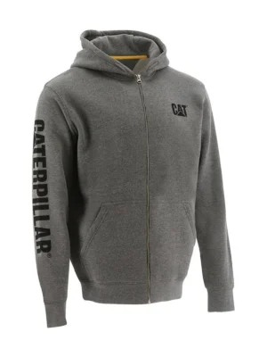 Bluza Cat z kapturem Full Zip szara