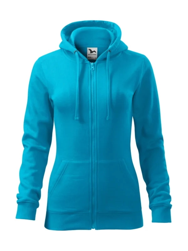 Bluza z kapturem damska Malfini Trendy Zipper turkusowa