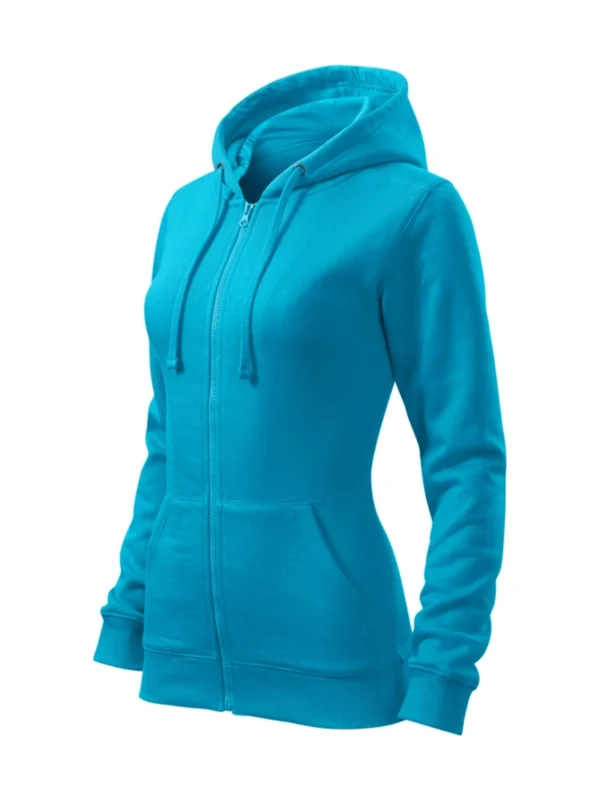 Bluza z kapturem damska Malfini Trendy Zipper turkusowa