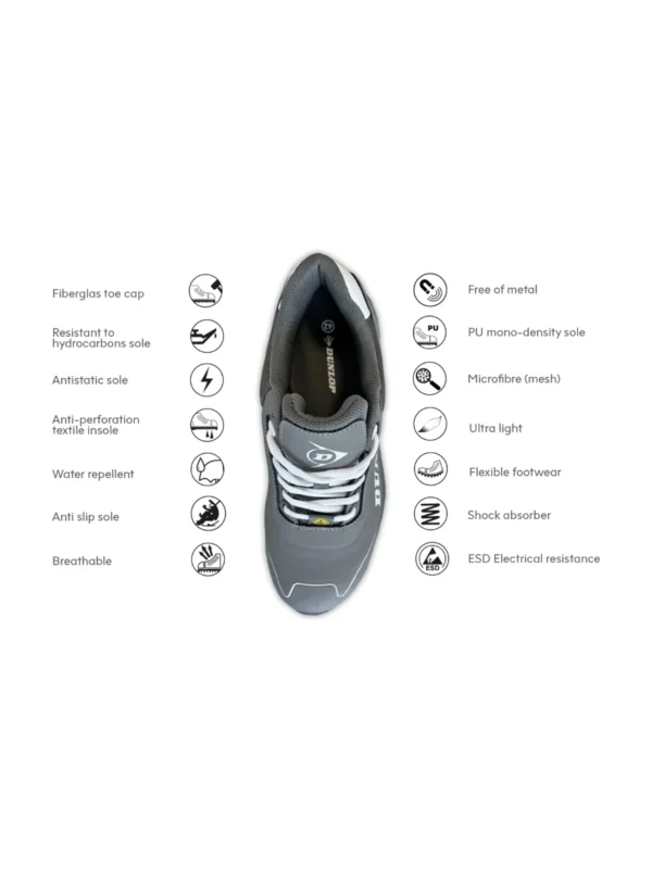 Buty robocze półbuty S3 ESD Matt Line Dunlop szare