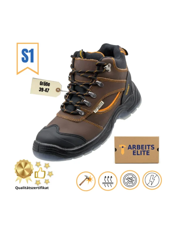 Buty robocze Urgent 120 S1 z podnoskiem skórzane brązowe