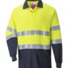 Dwukolorowa koszulka polo Modaflame trudnopalna i antystatyczna żółty/granatowy Portwest FR74