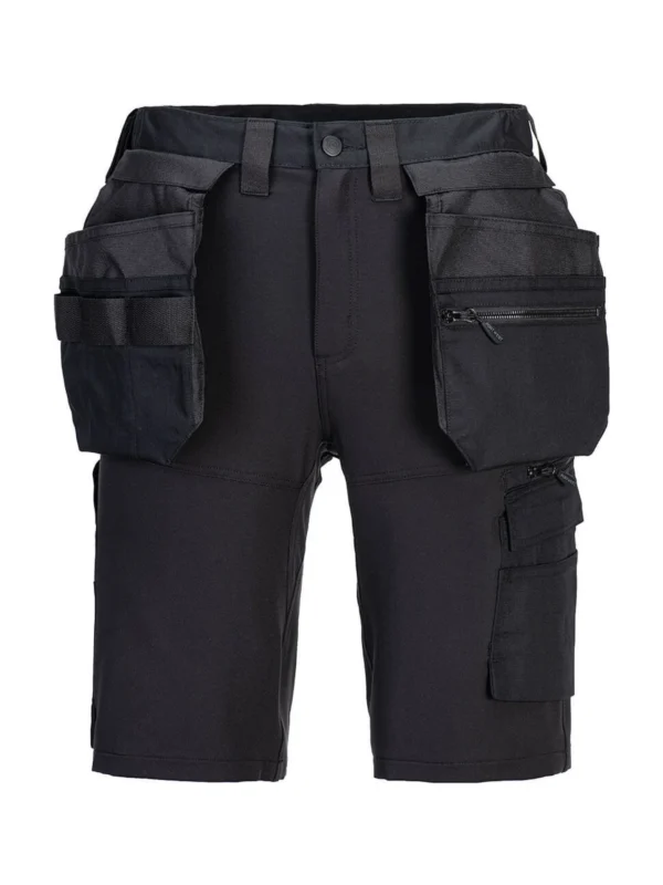 Elastyczne spodenki DX4 z kaburami czarne stretch kieszenie na narzędzia Portwest DX451