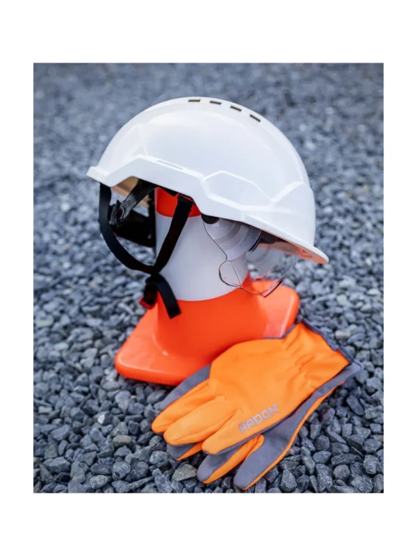 Kask roboczy ochronny hełm z okularami biały Ardon