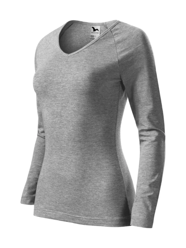 Koszulka bawełniana damska slim-fit Elegance Malfini ciemnoszara melanż