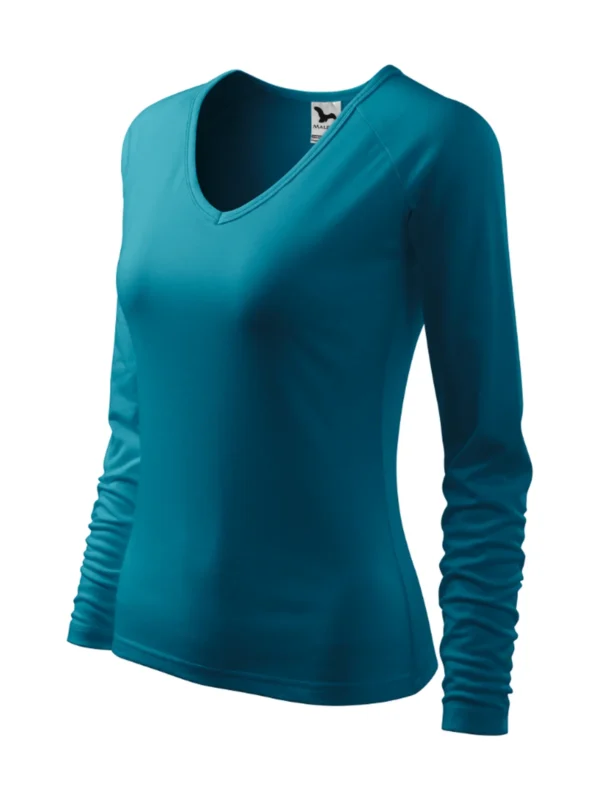 Koszulka bawełniana damska slim-fit Elegance Malfini ciemnoturkusowa