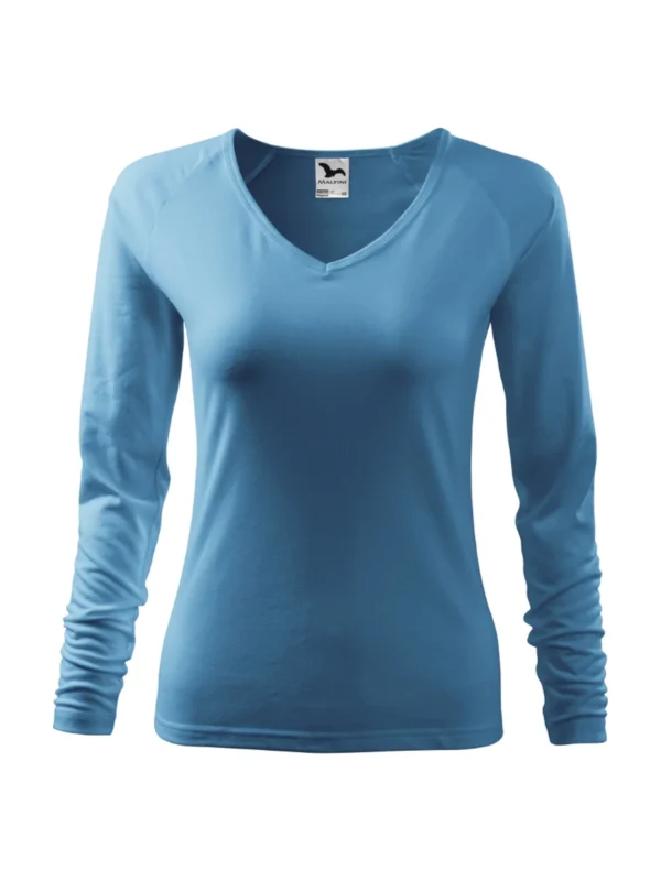 Koszulka bawełniana damska slim-fit Elegance Malfini niebieska lazurowa