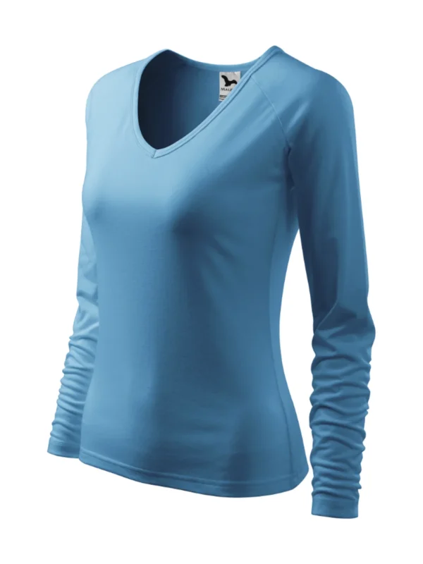 Koszulka bawełniana damska slim-fit Elegance Malfini niebieska lazurowa