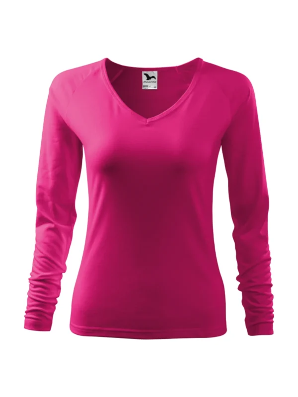 Koszulka bawełniana damska slim-fit Elegance Malfini różowa malinowa