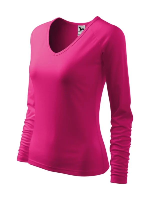 Koszulka bawełniana damska slim-fit Elegance Malfini różowa malinowa
