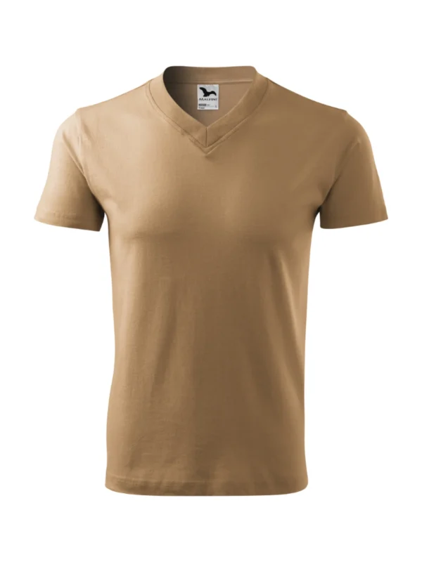 Koszulka bawełniana V-neck Classic Malfini beżowa piaskowa