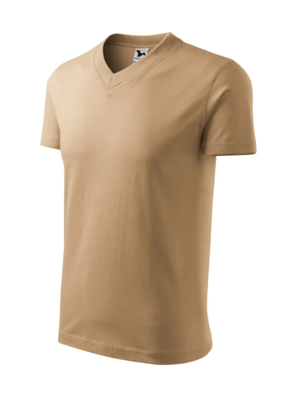 Koszulka bawełniana V-neck Classic Malfini beżowa piaskowa