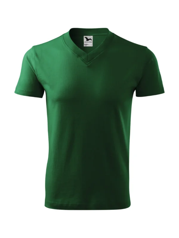 Koszulka bawełniana V-neck Classic Malfini butelkowa zieleń