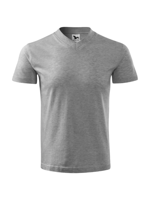 Koszulka bawełniana V-neck Classic Malfini ciemnoszara melanż