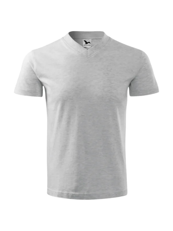 Koszulka bawełniana V-neck Classic Malfini jasnoszara melanż