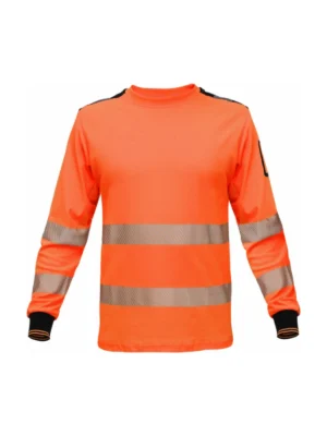 Koszulka robocza o wysokiej widoczności z paskami odblaskowymi BoSafety RICO LONG Hi-vis Klasa 2 pomarańczowa