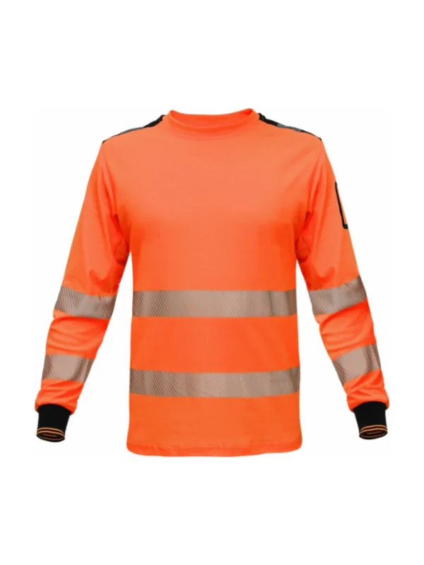 Koszulka robocza o wysokiej widoczności z paskami odblaskowymi BoSafety RICO LONG Hi-vis Klasa 2 pomarańczowa