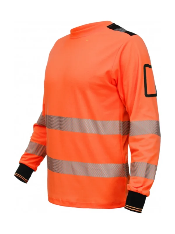 Koszulka robocza o wysokiej widoczności z paskami odblaskowymi BoSafety RICO LONG Hi-vis Klasa 2 pomarańczowa