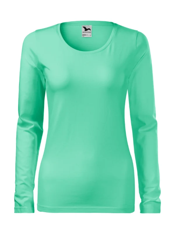 Koszulka slim-fit bawełniana damska Slim Malfini miętowa